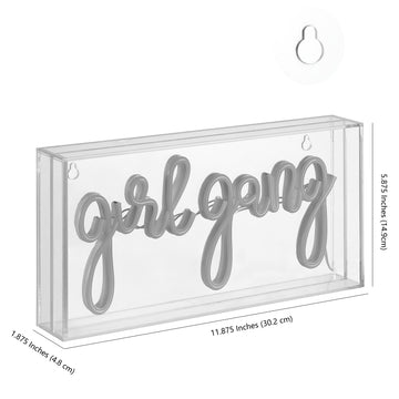 Girl Gang 11.88" Contemporary Glam Acrylic Box USB Operated LED Neon Light - JONATHAN Y